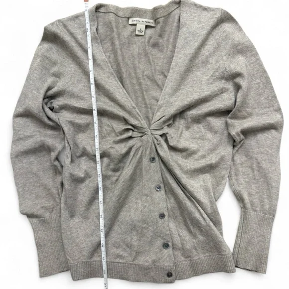 Banana Republic Grey Cotton Knot Front Cardigan | Size S | Preppy Workwear - Picture 7 of 8